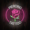 Rose with Piercing Tattoo Text