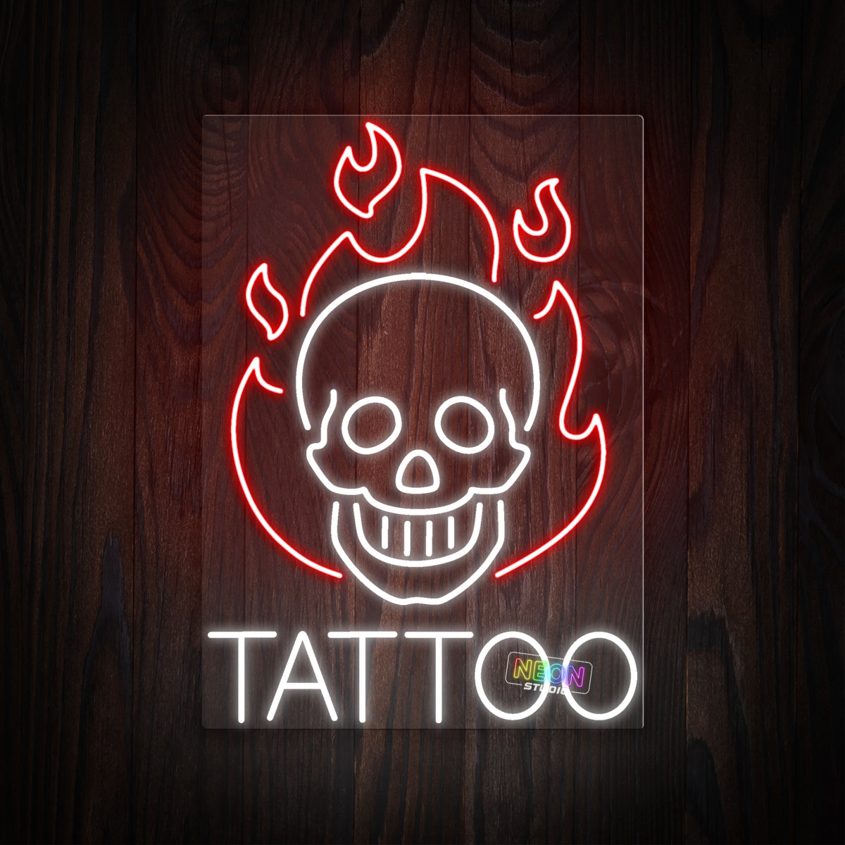 Flamin' skull & Tattoo Text